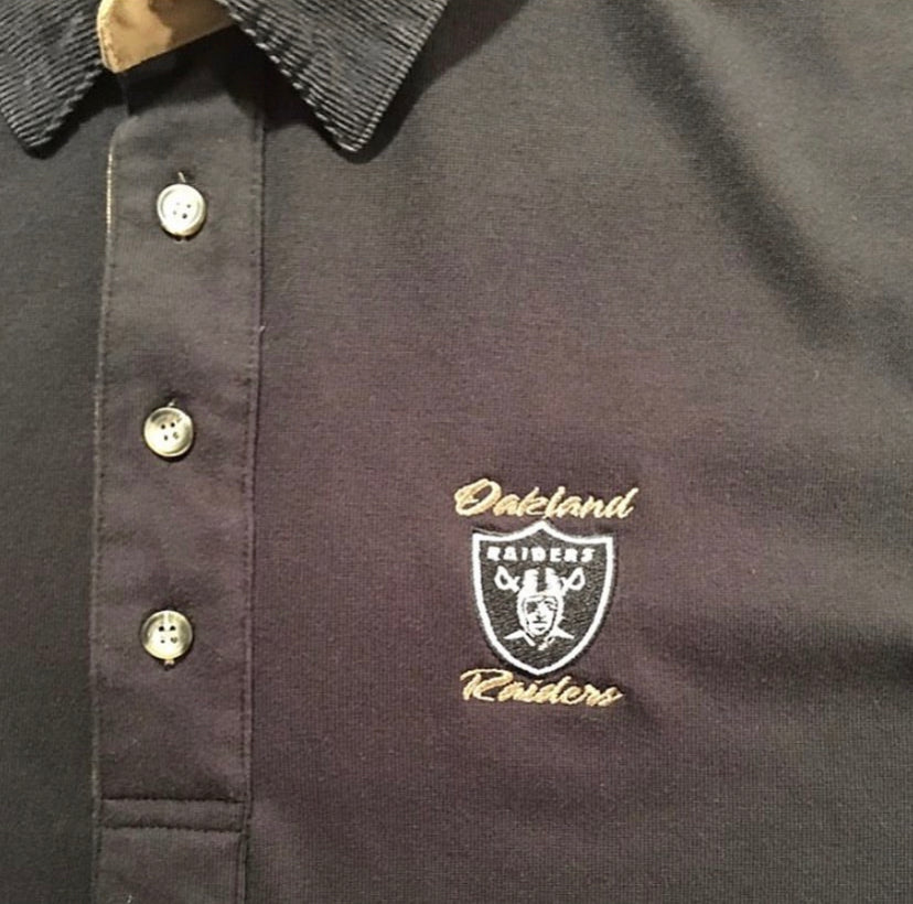 Oakland Raiders Button Up Polo Shirt 